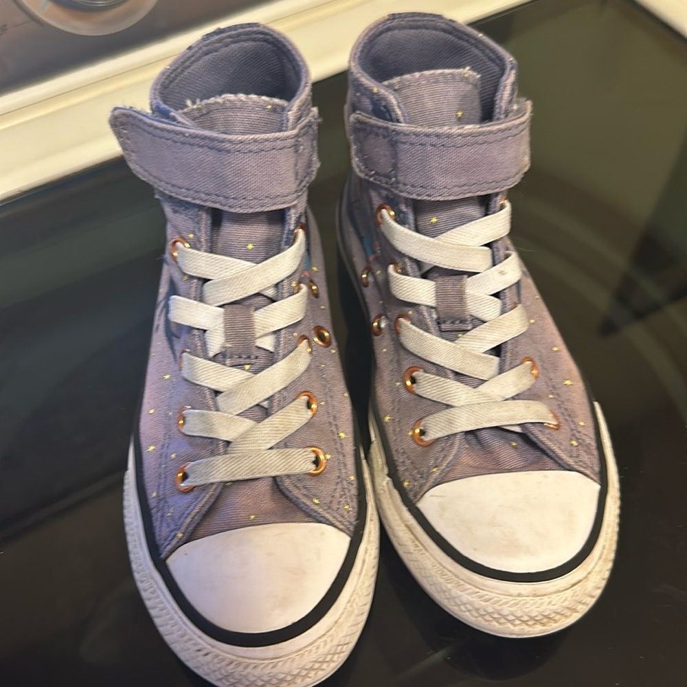 Converse Kids High-Top Sneakers in Purple with Gold Details